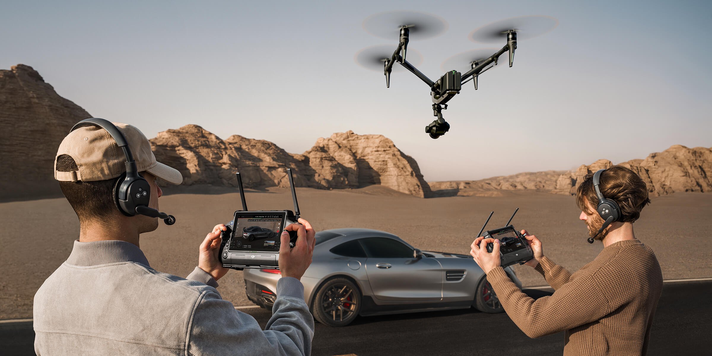 Tournage par drone sur le terrain