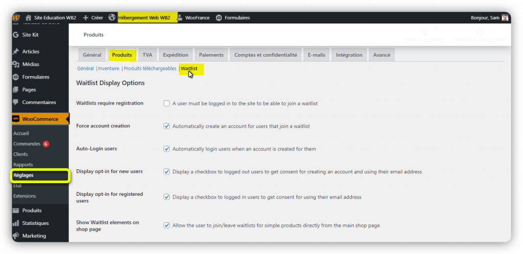 WooCommerce Waitlist – Suivre le réapprovisionnement d’un article